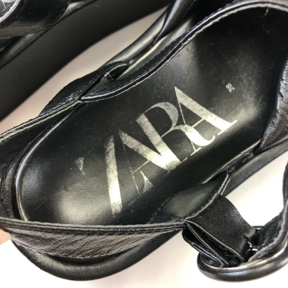 Zara black leather quilted puffy platform sandals Size 38 7.5 Minimalist - Picture 12 of 12
